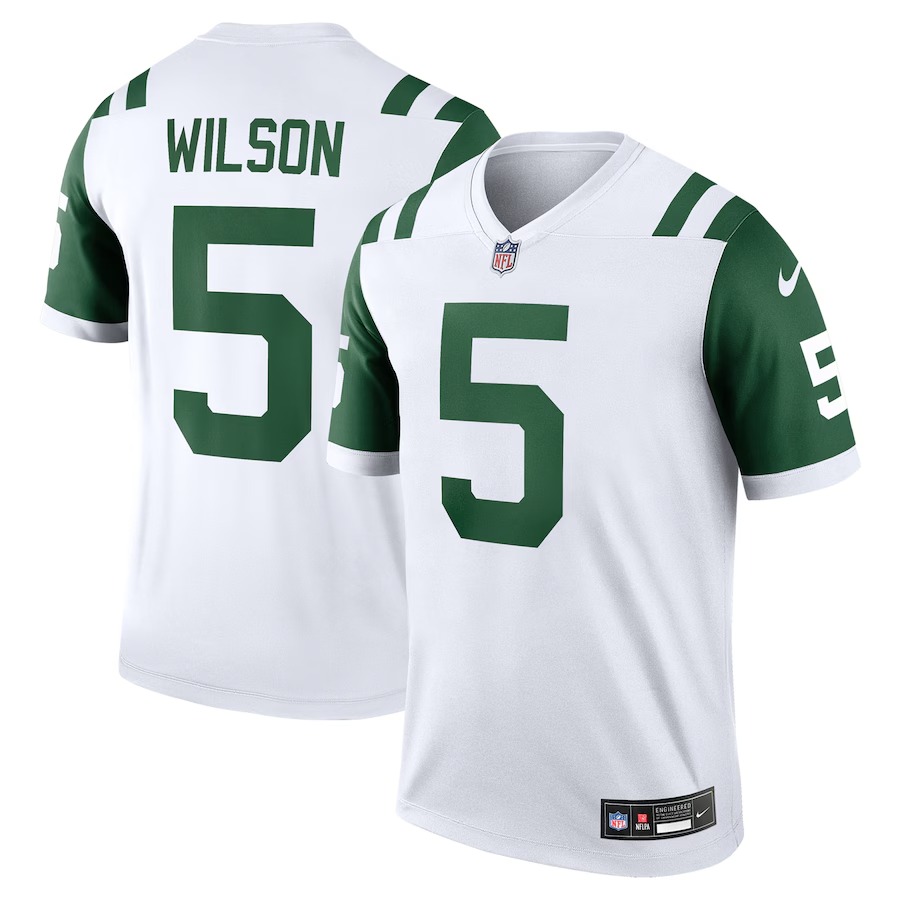 Men's New York Jets Garrett Wilson Nike White Alternate Legend Player Performance Top - Jersey