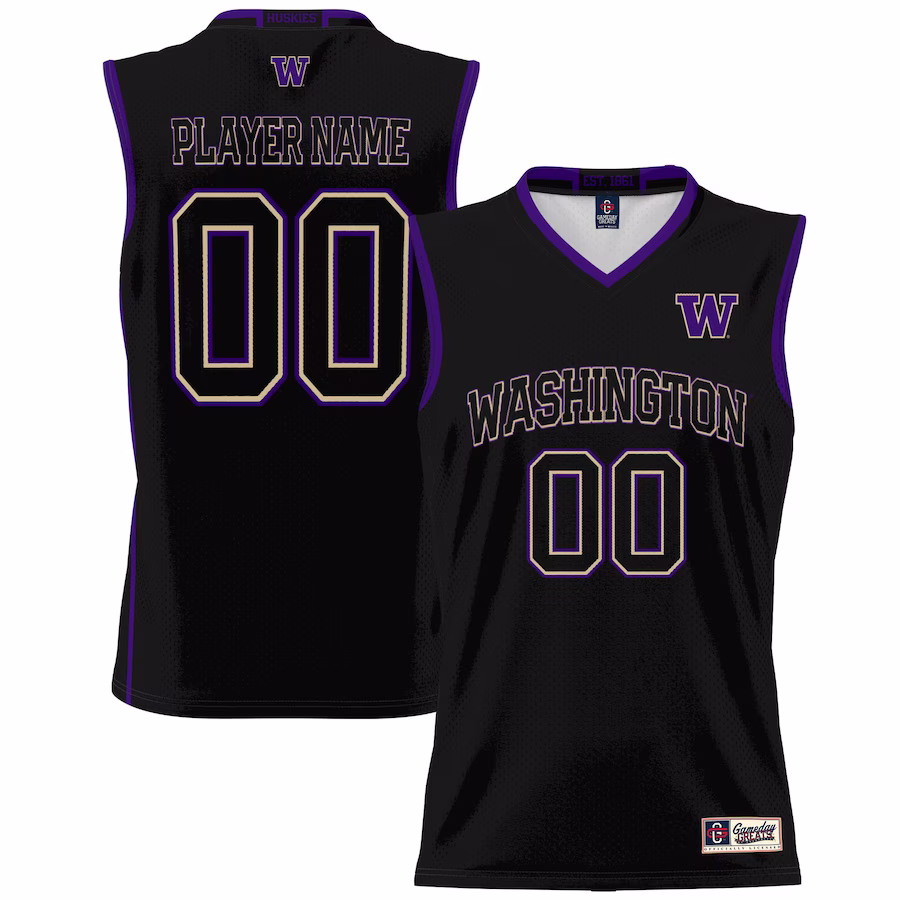 Washington Huskies GameDay Greats Men's NIL Pick-A-Player Lightweight Basketball Jersey - Black - Jersey