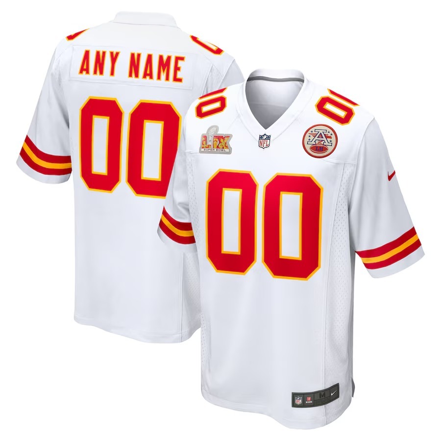 Men's Kansas City Chiefs Nike White Super Bowl LIX Custom Game Jersey - Jersey