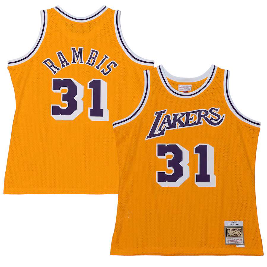 Men's Los Angeles Lakers Kurt Rambis Mitchell & Ness Gold 1984/85 Swingman Jersey - Jersey