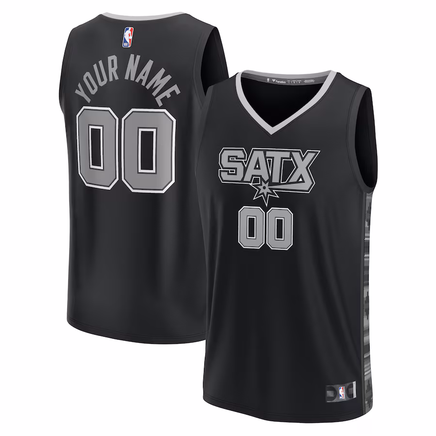 Youth San Antonio Spurs  Fanatics Black Fast Break Replica Custom Jersey - Statement Edition - Jersey
