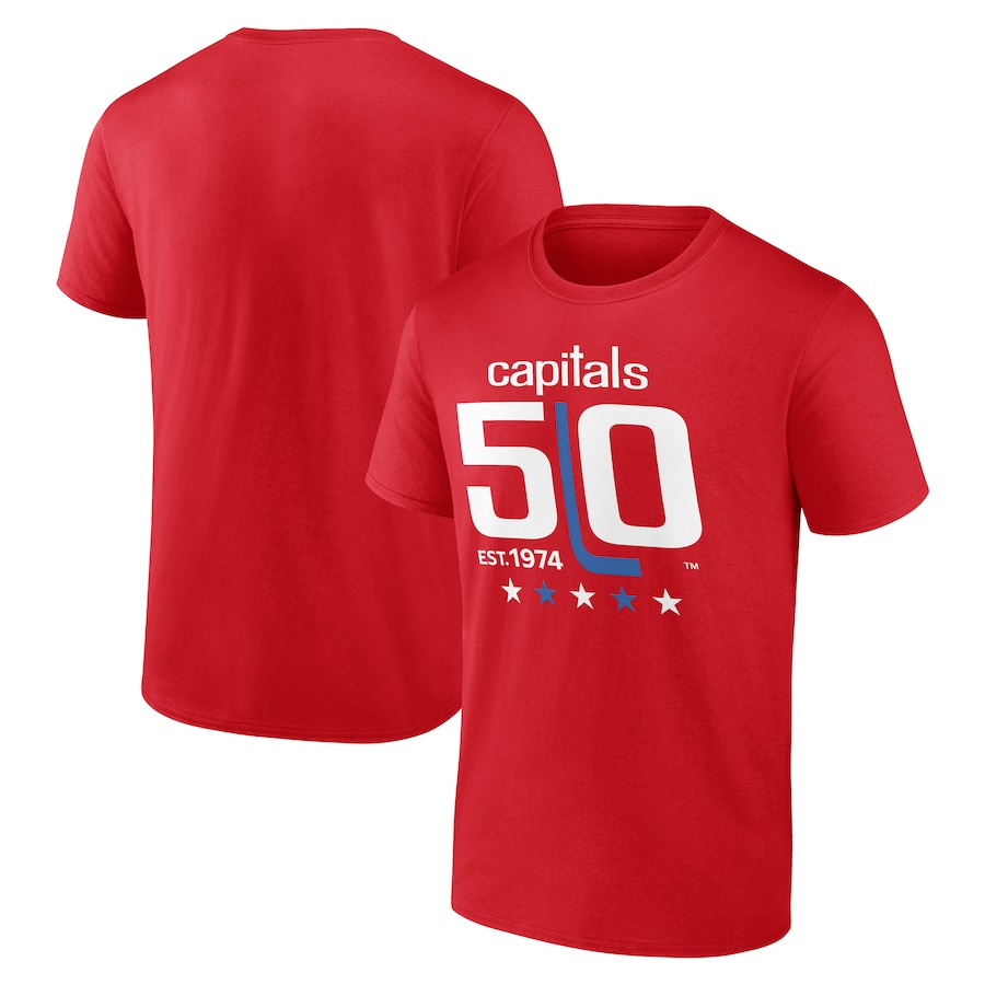 Men's Washington Capitals Red 50th Anniversary T-Shirt - Jersey