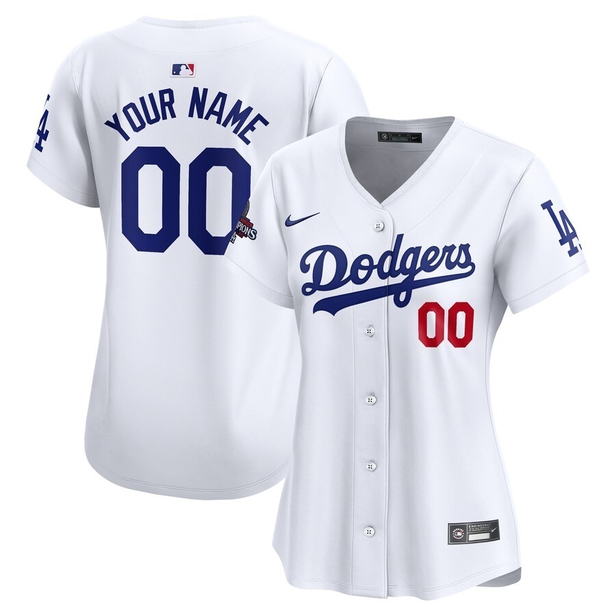Women's Los Angeles Dodgers Nike White 2024 World Series Champions Home Custom Limited Jersey - Jersey