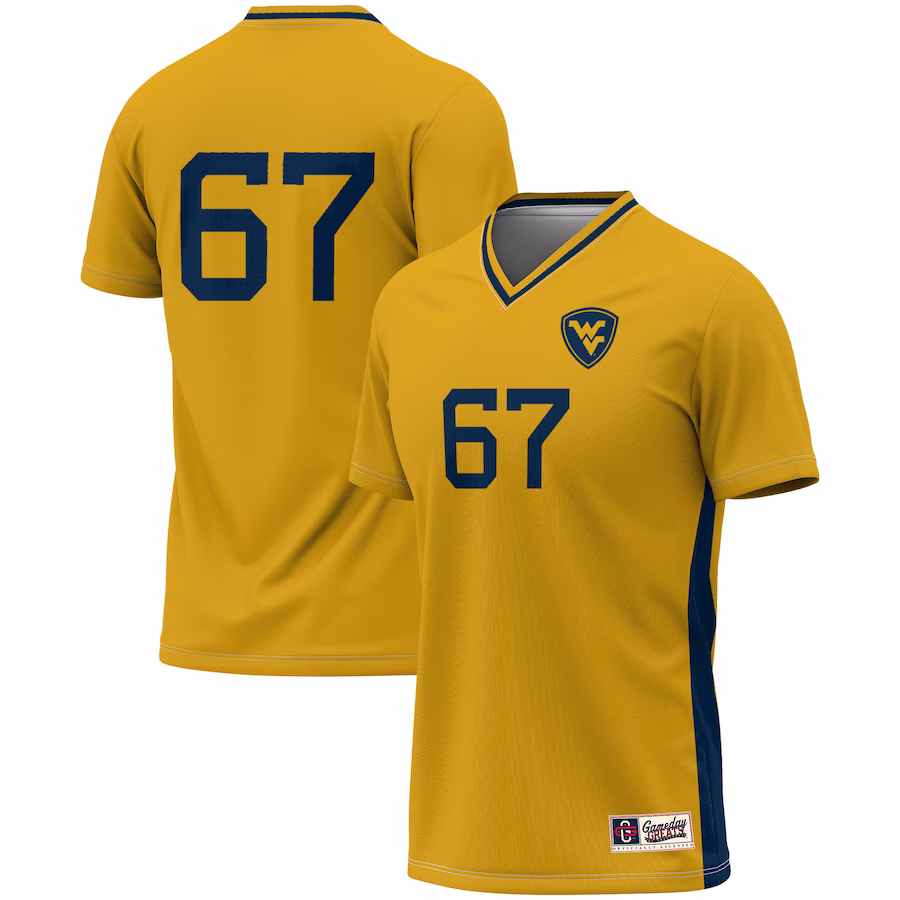 #1 West Virginia Mountaineers GameDay Greats Unisex Lightweight Soccer Fashion Jersey - Gold - Jersey