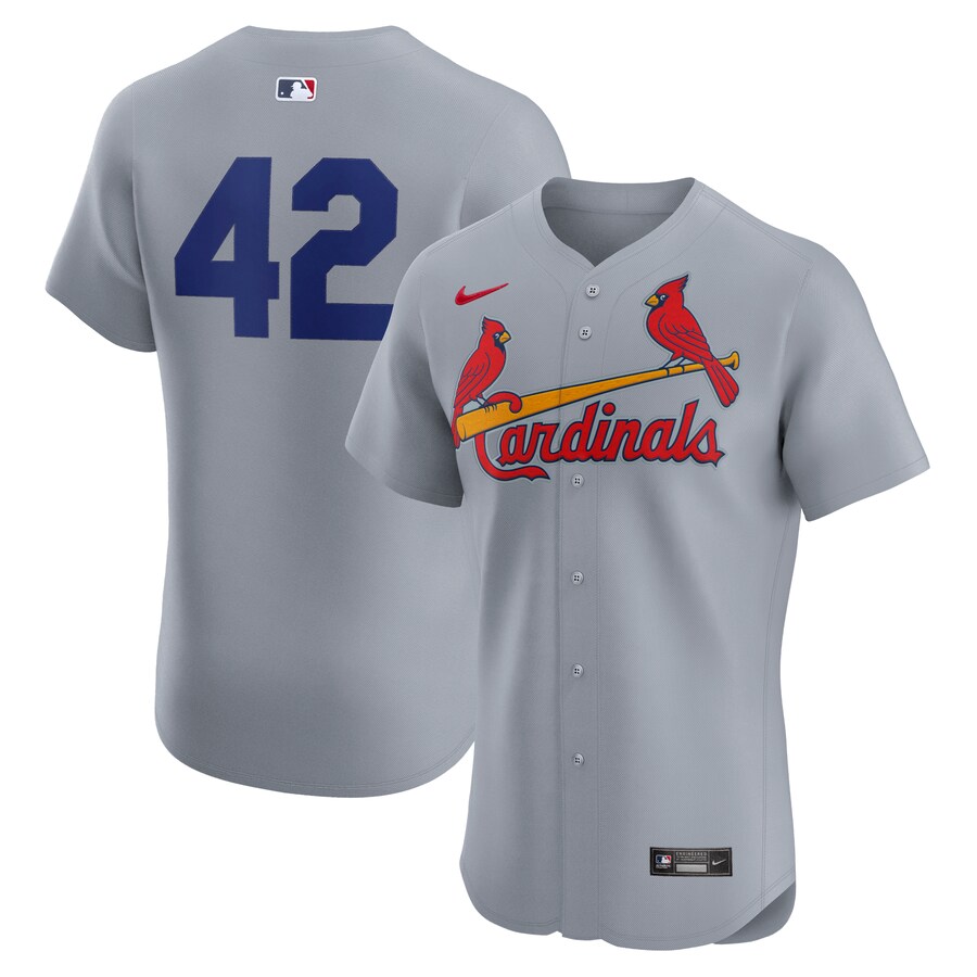 Men's St. Louis Cardinals Nike Gray Road 2024 Jackie Robinson Day Elite Jersey - Jersey