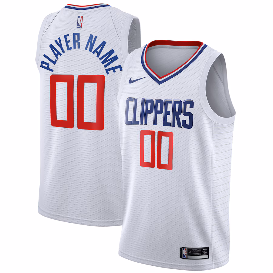 Men's LA Clippers Nike White 2020/21 Swingman Custom Jersey - Association Edition - Jersey