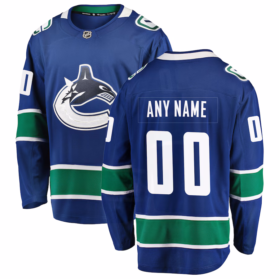 Men's Vancouver Canucks Fanatics Blue Home Team Breakaway Custom Jersey - Jersey