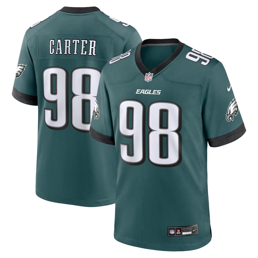 Men's Philadelphia Eagles Jalen Carter Nike Midnight Green Team Game Jersey - Jersey