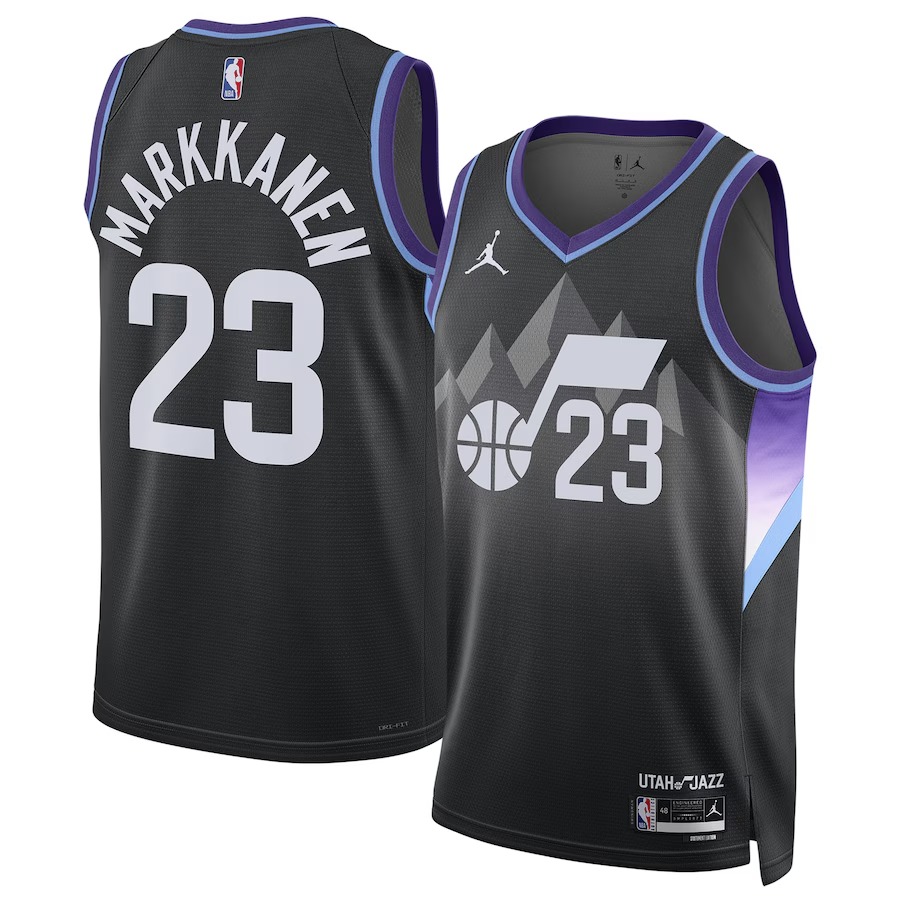 Unisex Utah Jazz Lauri Markkanen Jordan Brand Black 2024/25 Swingman Jersey - Statement Edition - Jersey