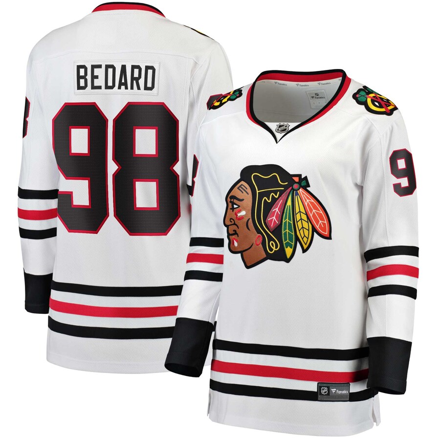 Women's Chicago Blackhawks Connor Bedard Fanatics Branded White Away Premier Breakaway Player Jersey - Jersey