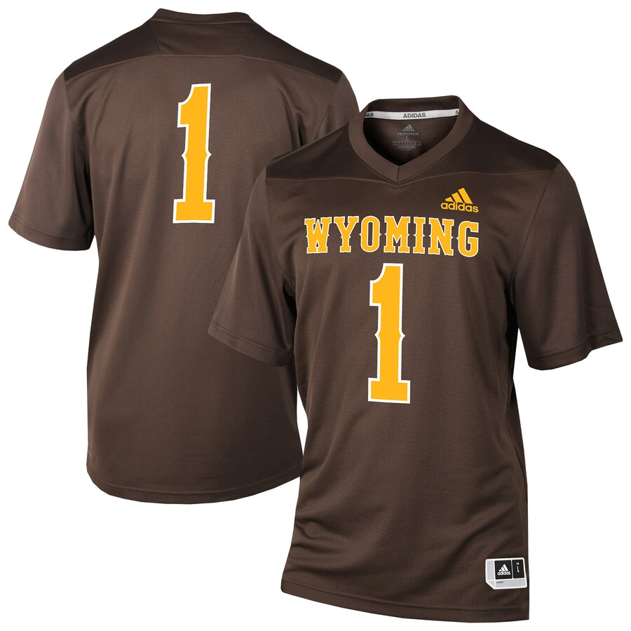 Men's adidas #1 Brown Wyoming Cowboys Replica Football Jersey - Jersey
