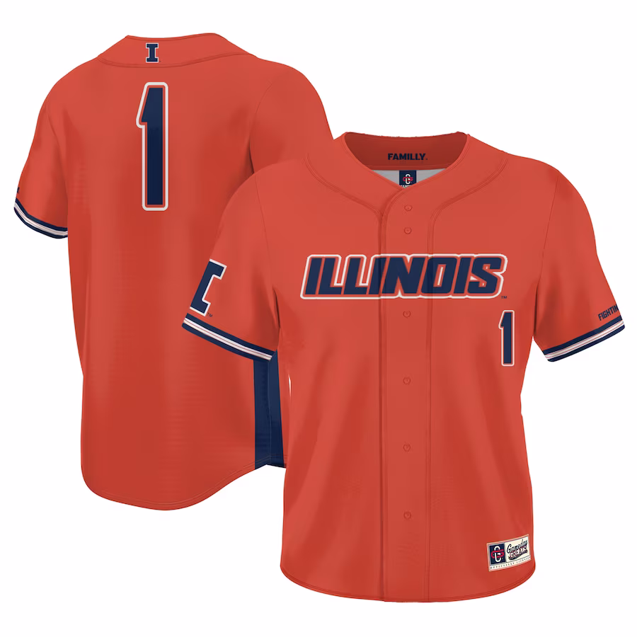 #1 Illinois Fighting Illini GameDay Greats Youth Lightweight Baseball Jersey - Orange - Jersey
