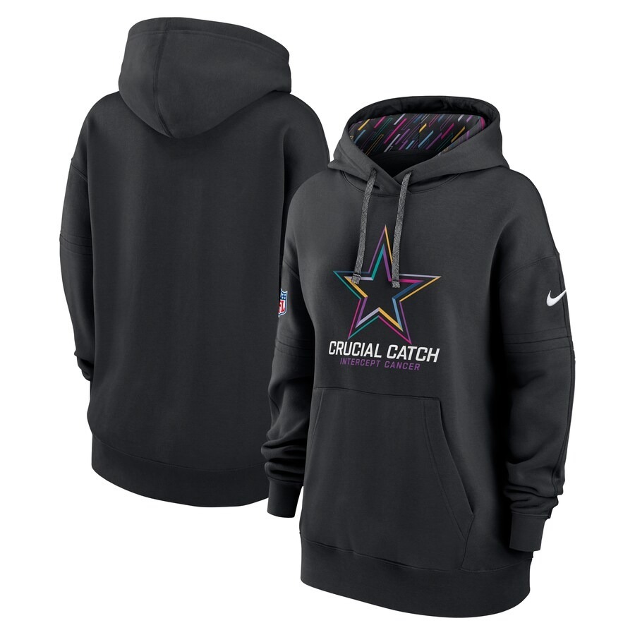 Women's Dallas Cowboys  Nike Black 2024 NFL Crucial Catch Club Pullover Hoodie - Jersey