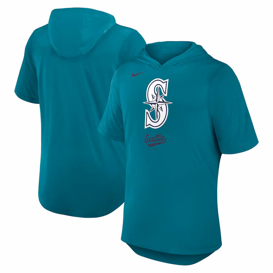 Men's Seattle Mariners Nike Aqua Tri-Blend Hoodie T-Shirt - Jersey