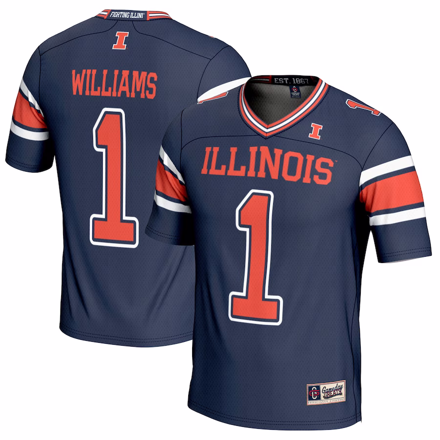 Isaiah Williams Illinois Fighting Illini GameDay Greats NIL Player Football Jersey - Navy - Jersey