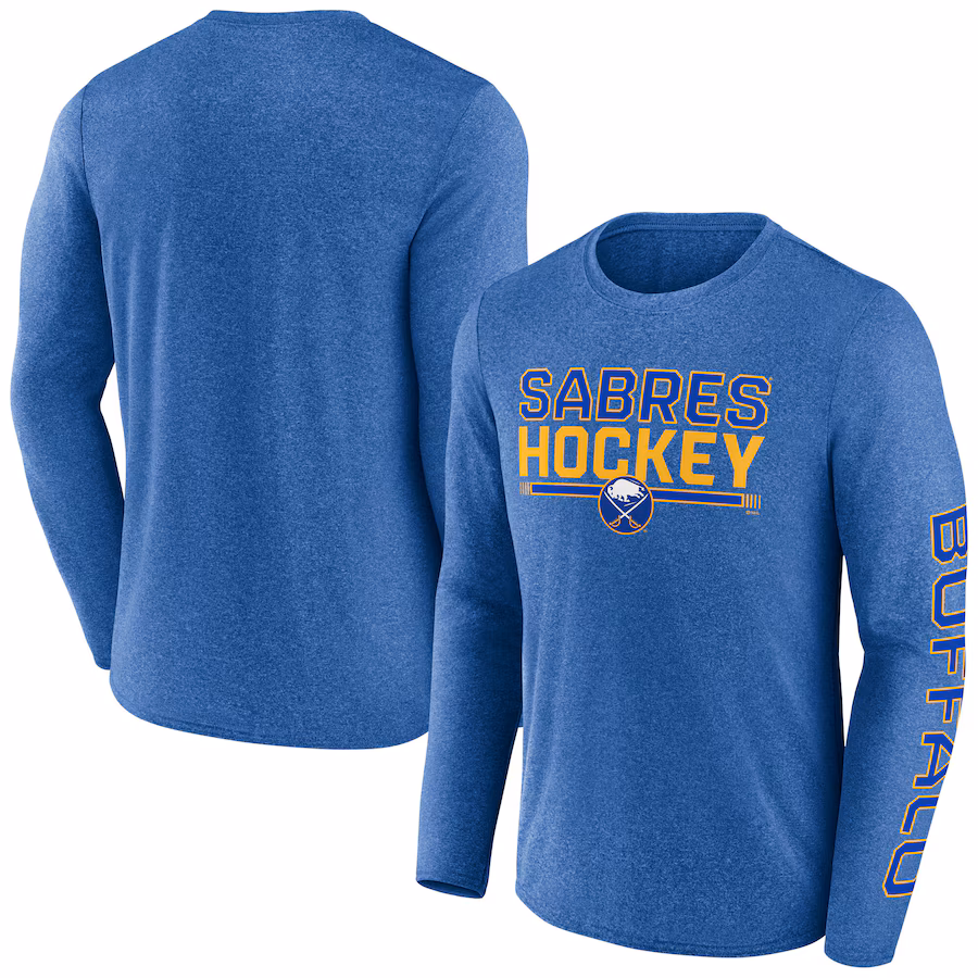 Men's Buffalo Sabres Fanatics Heather Royal Sweep Iconic Synthetic Long Sleeve T-Shirt - Jersey