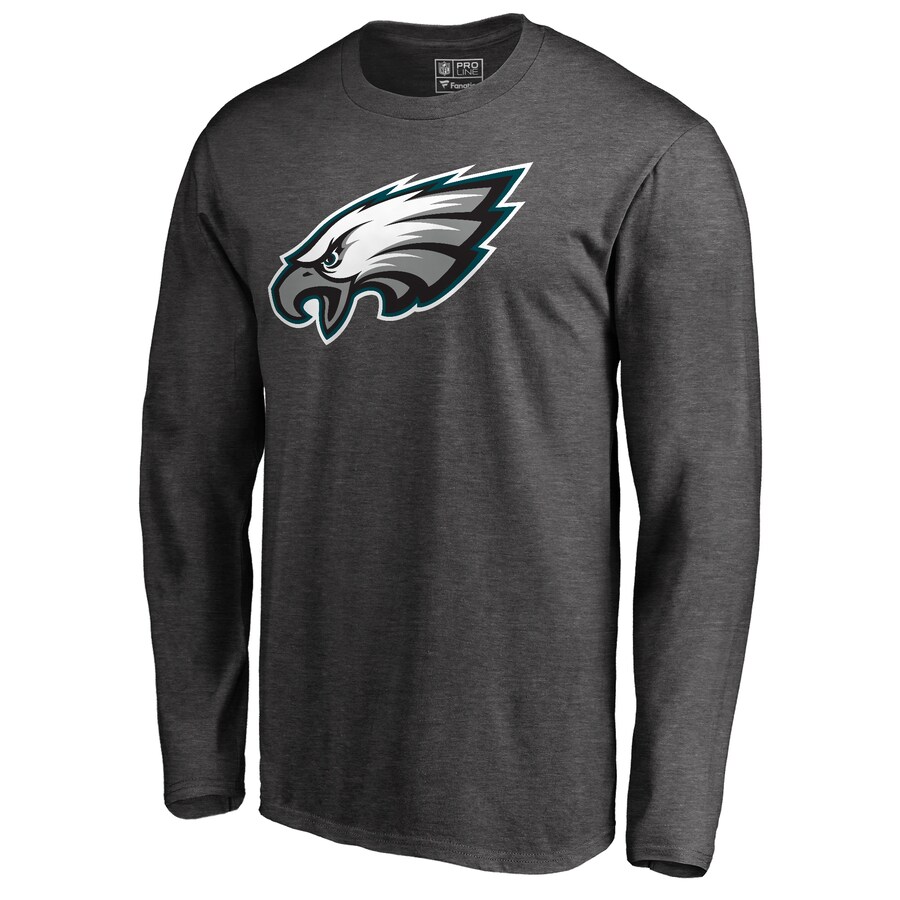 Men's Philadelphia Eagles Heathered Charcoal Primary Logo Long Sleeve T-Shirt - Jersey