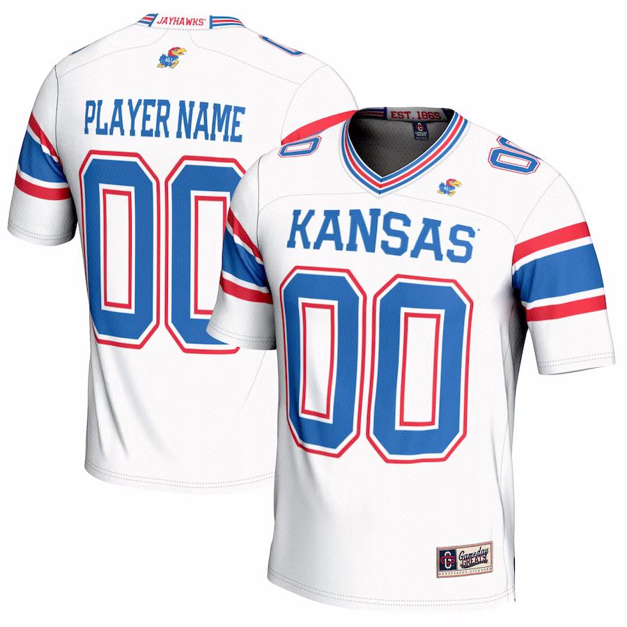 Kansas Jayhawks GameDay Greats Youth NIL Pick-A-Player Football Jersey - White - Jersey