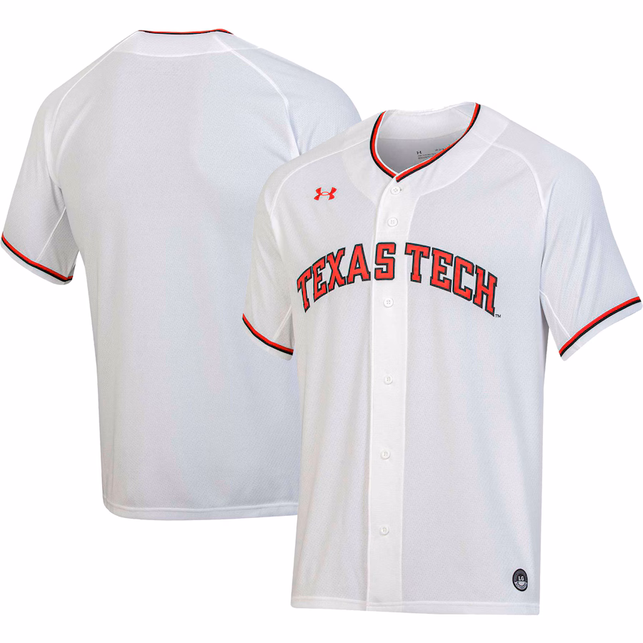 Men's Under Armour White Texas Tech Red Raiders Replica Baseball Jersey - Jersey