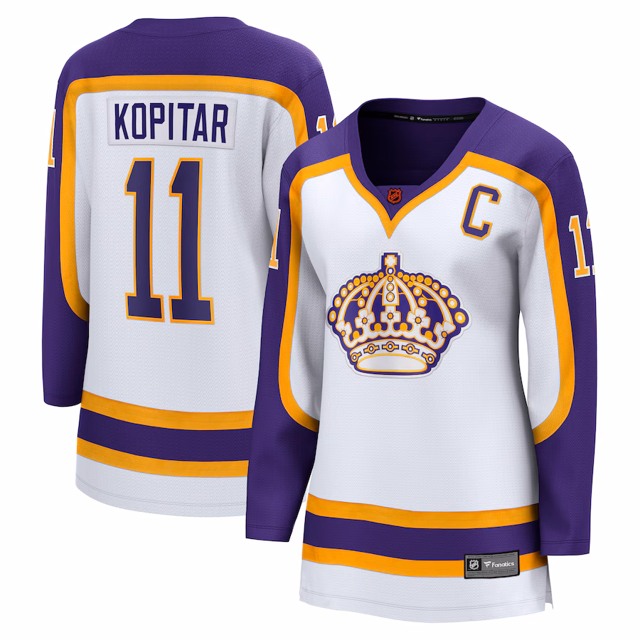 Women's Los Angeles Kings Anze Kopitar Fanatics White Special Edition 2.0 Breakaway Captain's Patch Jersey - Jersey