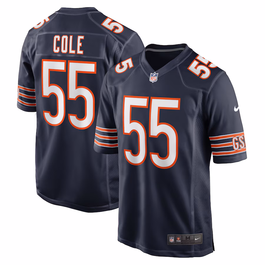 Men's Chicago Bears Dylan Cole Nike Navy Game Jersey - Jersey