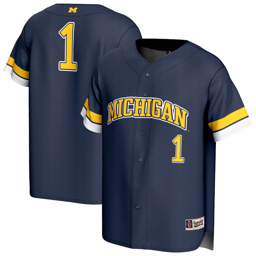 Youth GameDay Greats  Navy Michigan Wolverines Pick-A-Player Lightweight Baseball Fashion Jersey - Jersey