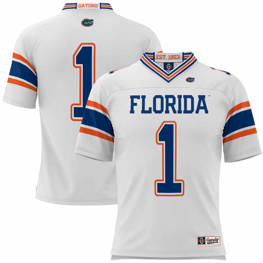 Men's GameDay Greats #1 White Florida Gators Football Jersey - Jersey