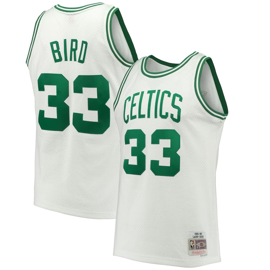 Men's Boston Celtics Larry Bird Mitchell & Ness White Hardwood Classics Swingman Jersey - Jersey