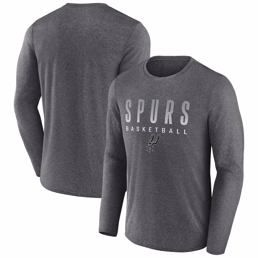 Men's San Antonio Spurs Fanatics Heathered Charcoal Where Legends Play Iconic Practice Long Sleeve T-Shirt - Jersey