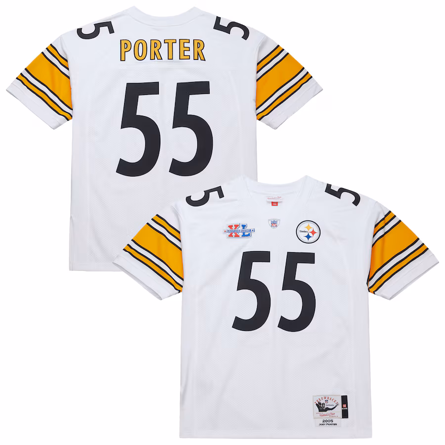 Men's Pittsburgh Steelers Joey Porter Mitchell & Ness White 2005 Authentic Throwback Retired Player Jersey - Jersey