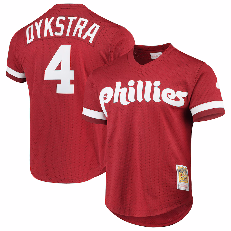 Mitchell & Ness Lenny Dykstra Philadelphia Phillies Cooperstown Collection Mesh Batting Practice Jersey - Scarlet - Jersey