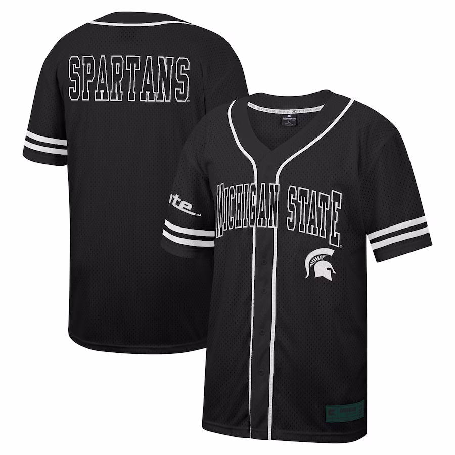 Michigan State Spartans Colosseum Free Spirited Mesh Button-Up Baseball Jersey - Black - Jersey