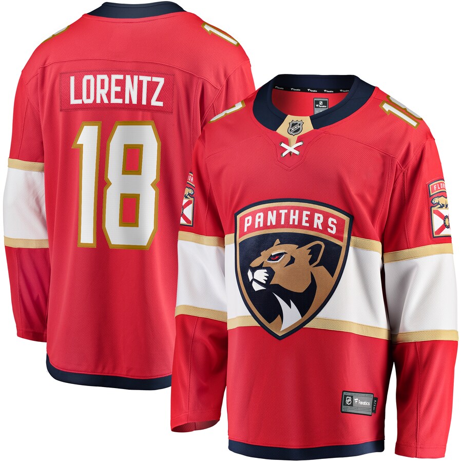 Men's Florida Panthers Steven Lorentz Fanatics Branded Red Home Breakaway Jersey - Jersey