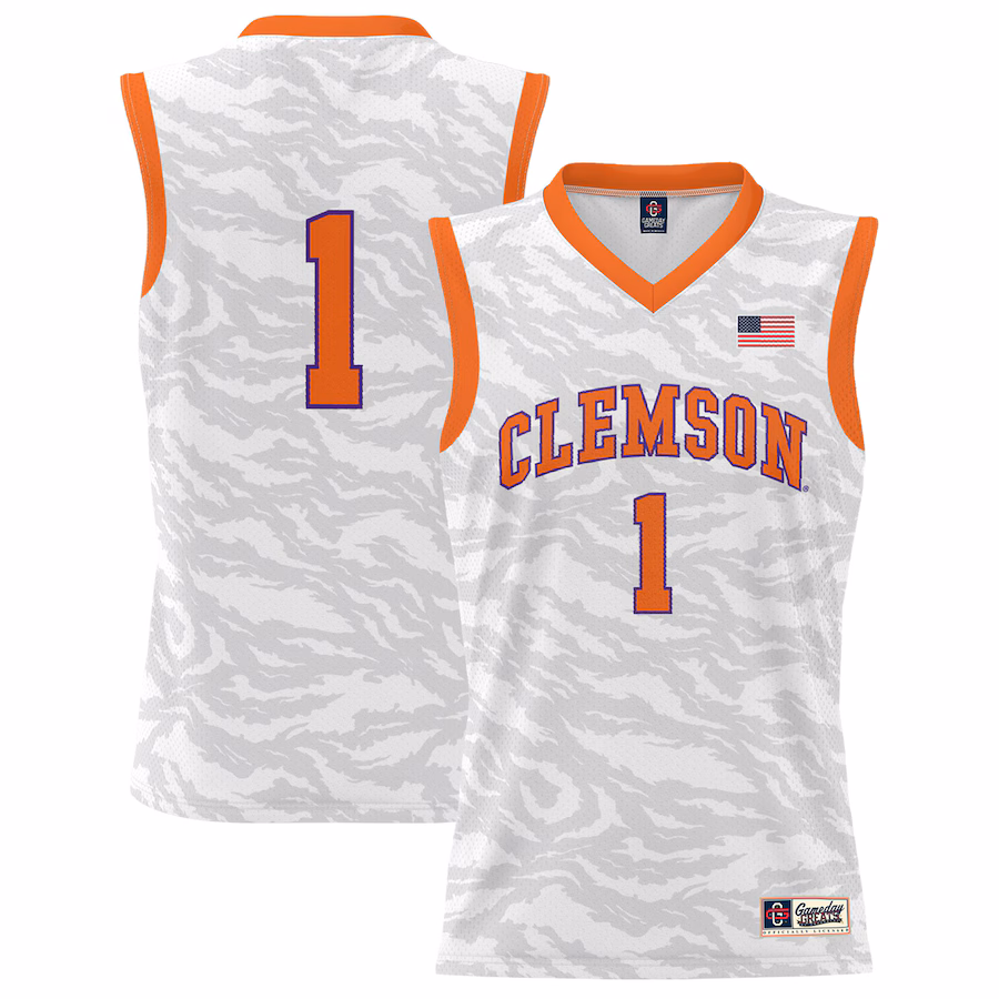 Unisex GameDay Greats #1 White Clemson Tigers Lightweight Tiger Print Basketball Jersey - Jersey