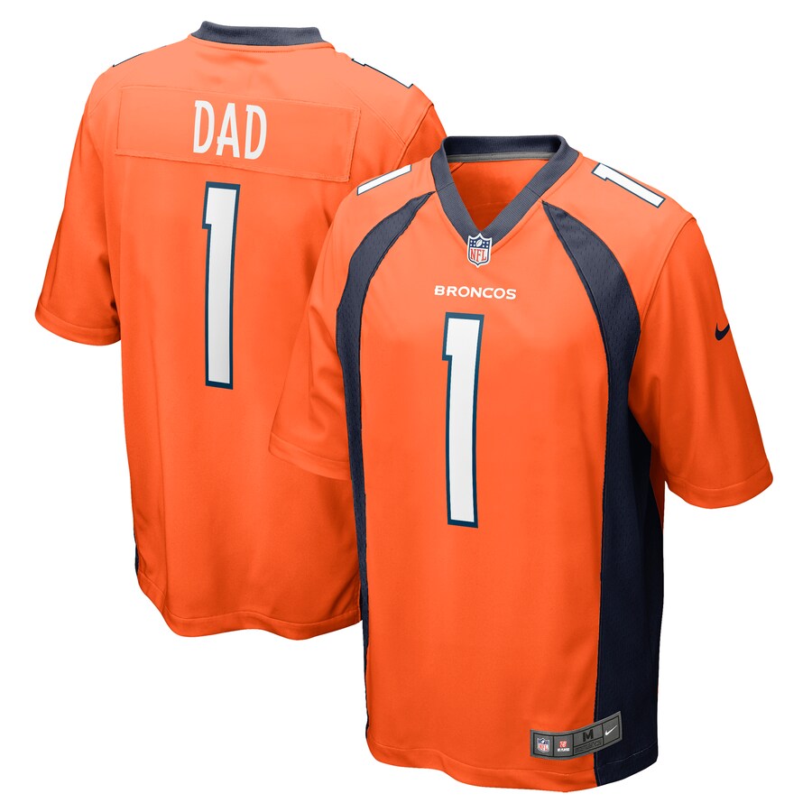 Men's Denver Broncos Number 1 Dad Nike Orange Game Jersey - Jersey