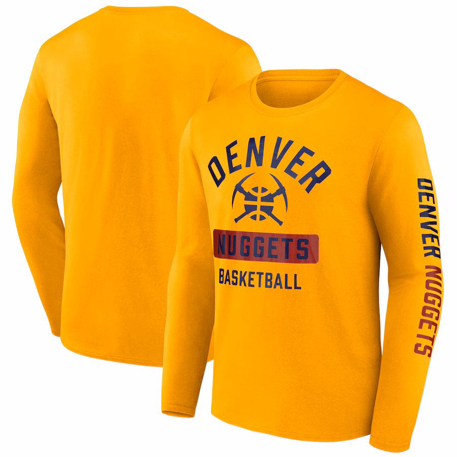 Men's Denver Nuggets  Fanatics Gold Long Sleeve T-Shirt - Jersey