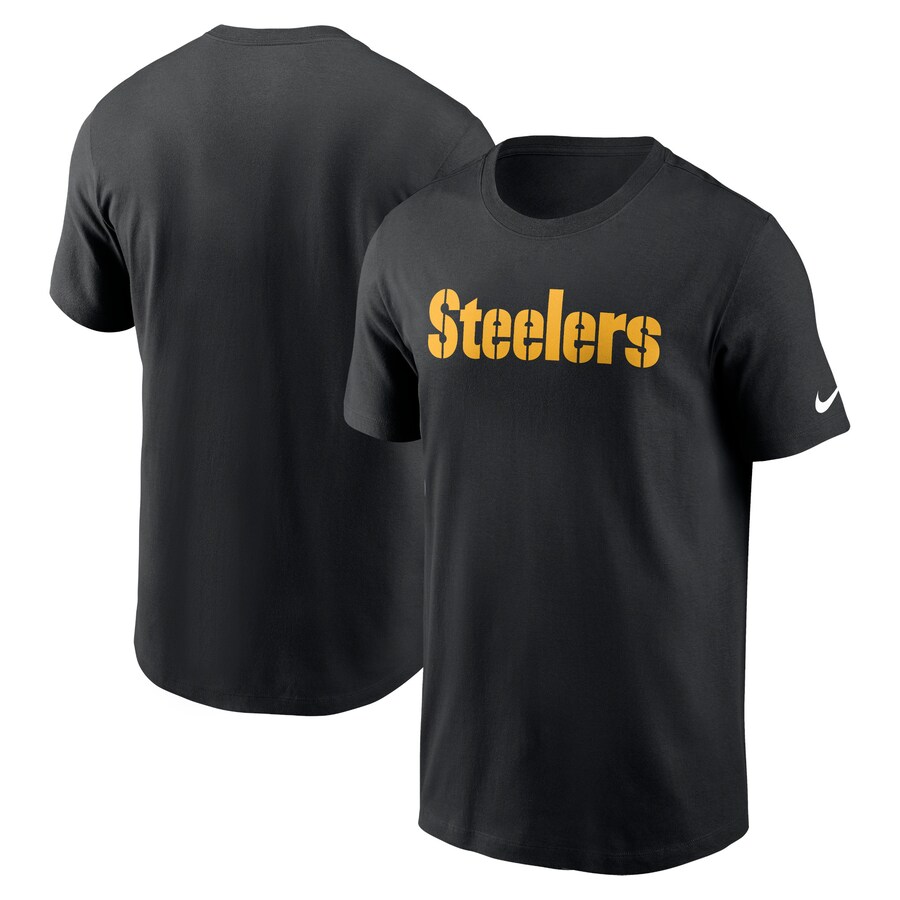 Men's Pittsburgh Steelers Nike Black Primetime Wordmark Essential T-Shirt - Jersey