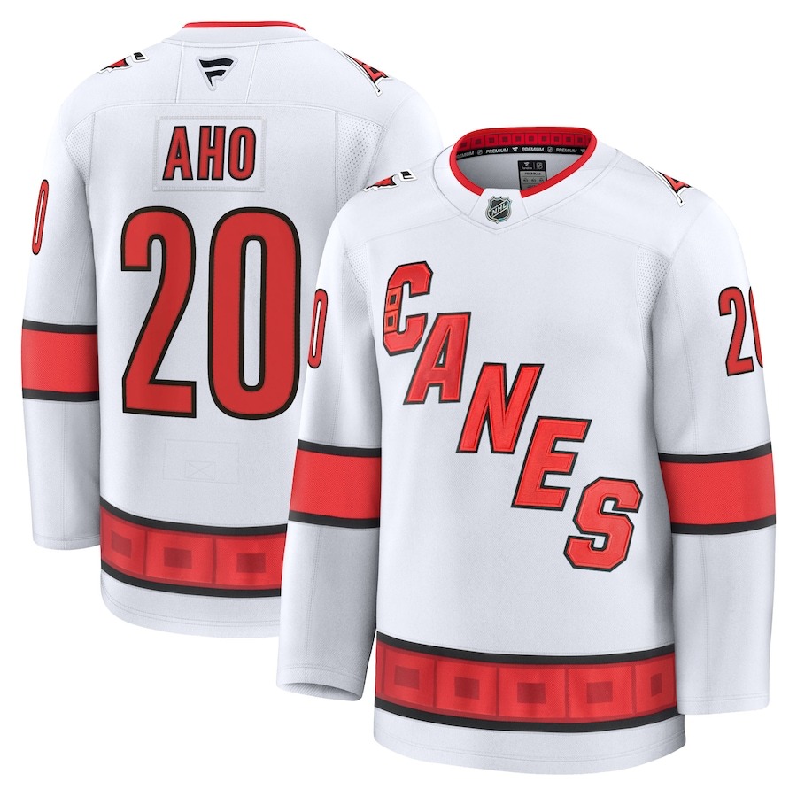 Men's Carolina Hurricanes Sebastian Aho Fanatics White Away Premium Jersey - Jersey