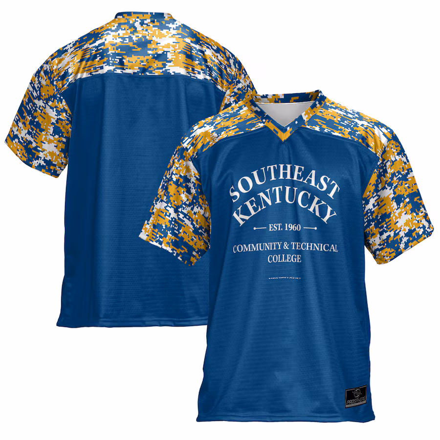 Youth ProSphere  Blue Southeast Kentucky Community & Technical College Camo Football Jersey - Jersey