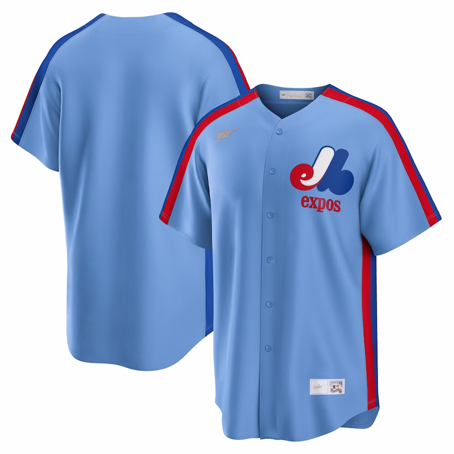 Men's Montreal Expos Nike Light Blue Road Cooperstown Collection Team Jersey - Jersey