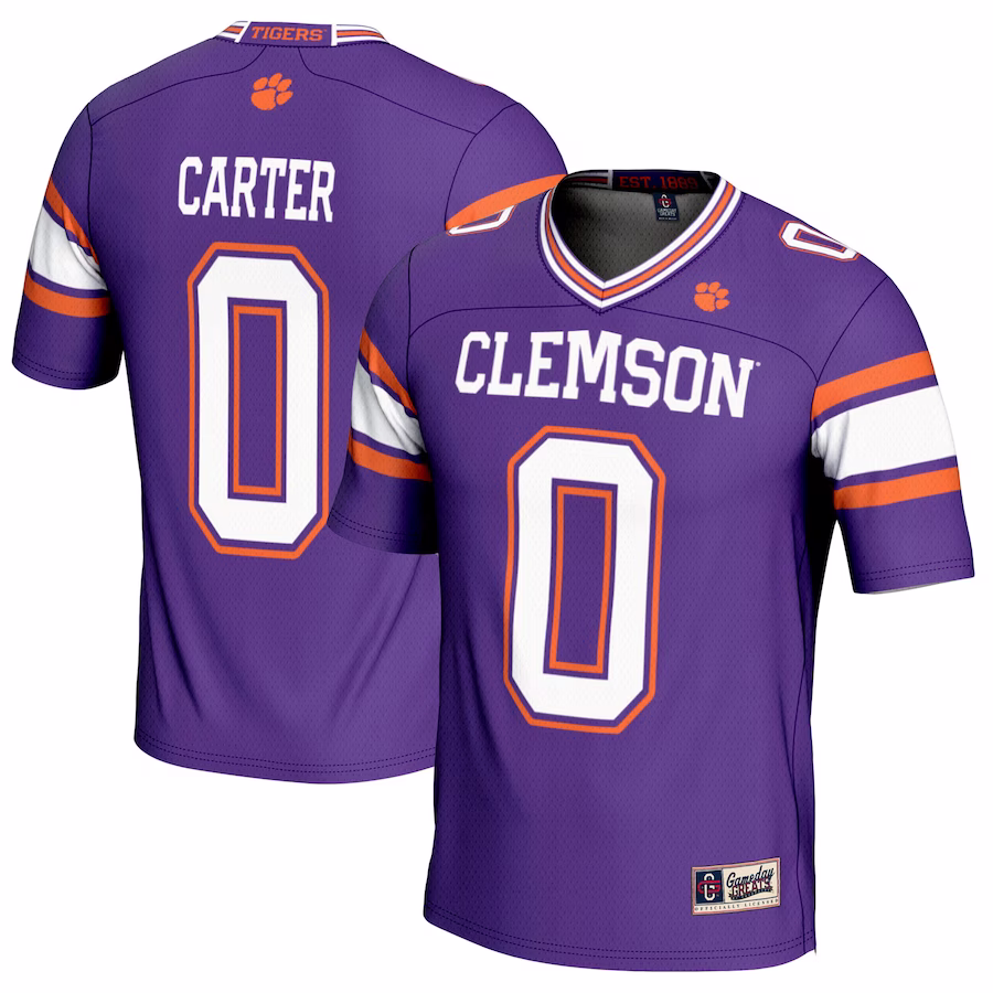 Barrett Carter Clemson Tigers GameDay Greats NIL Player Football Jersey - Purple - Jersey