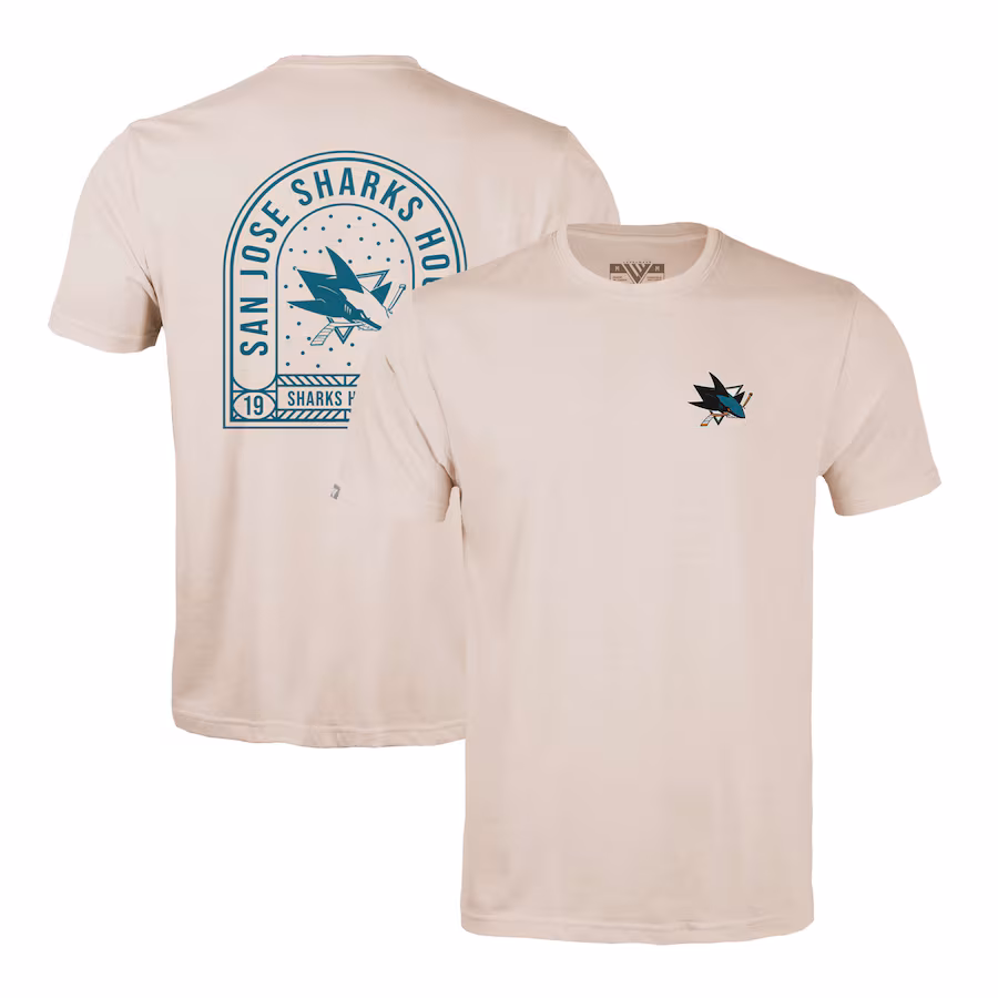 Men's San Jose Sharks Levelwear Khaki Richmond Stained Glass T-Shirt - Jersey