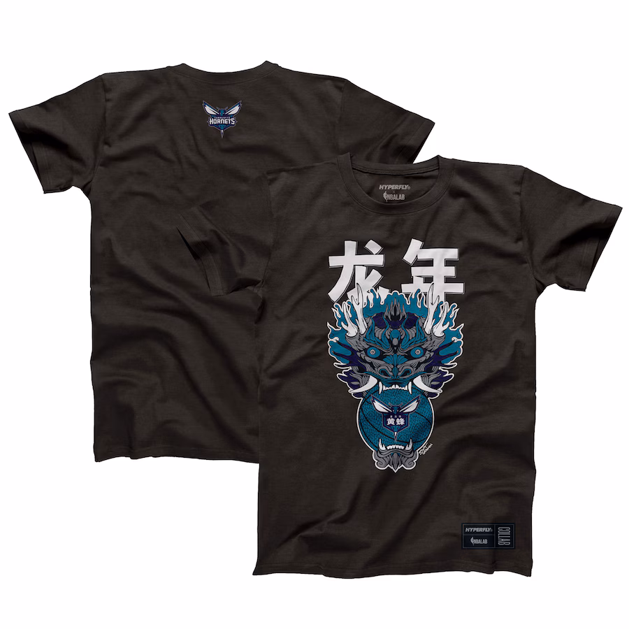 Unisex Charlotte Hornets  Hyperfly Heather Black Year of the Dragon Lunar New Year Collection T-Shirt - Jersey