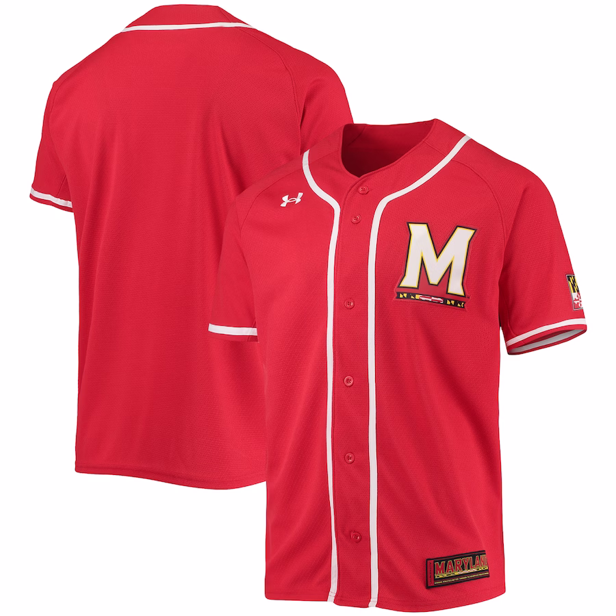 Maryland Terrapins Under Armour Replica Baseball Jersey - Red - Jersey