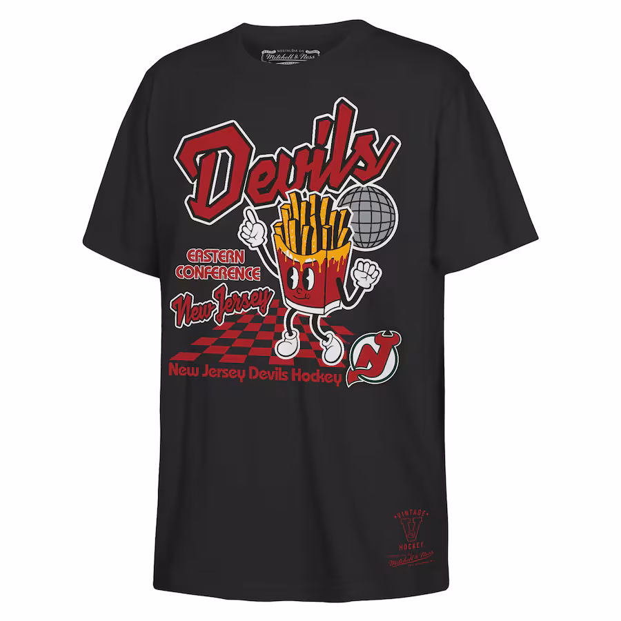 Youth New Jersey Devils Mitchell & Ness Black Concession Stand T-Shirt - Jersey