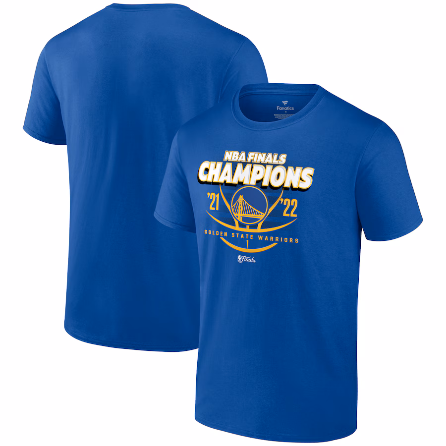 Men's Golden State Warriors Fanatics Royal 2022 NBA Finals Champions Lead the Change T-Shirt - Jersey