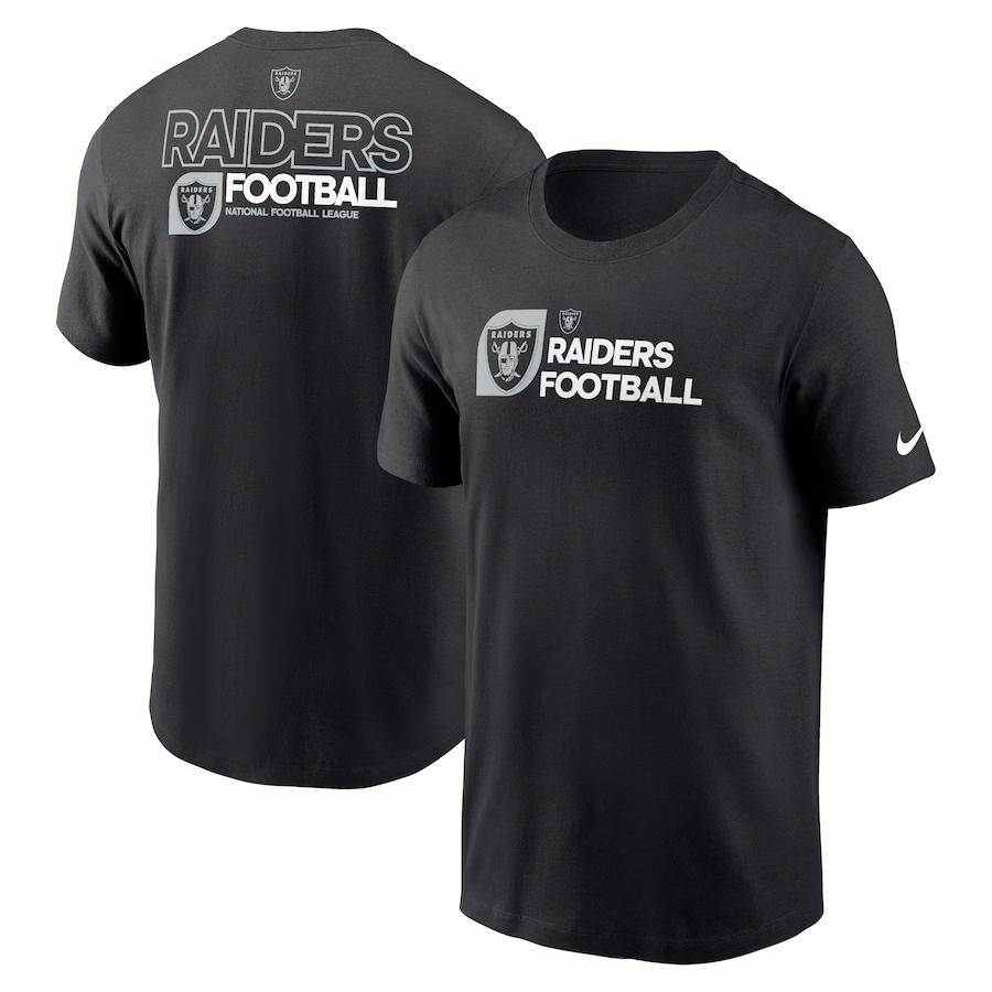 Men's Las Vegas Raiders Nike Black Outline T-Shirt - Jersey