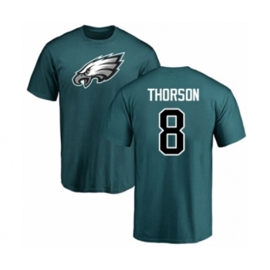Philadelphia Eagles #8 Clayton Thorson Green Name & Number Logo T-Shirt - Jersey