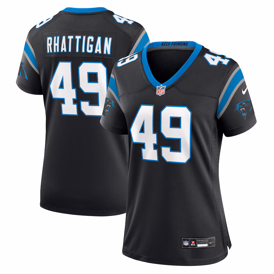 Women's Carolina Panthers Jon Rhattigan Nike Black Game Jersey - Jersey