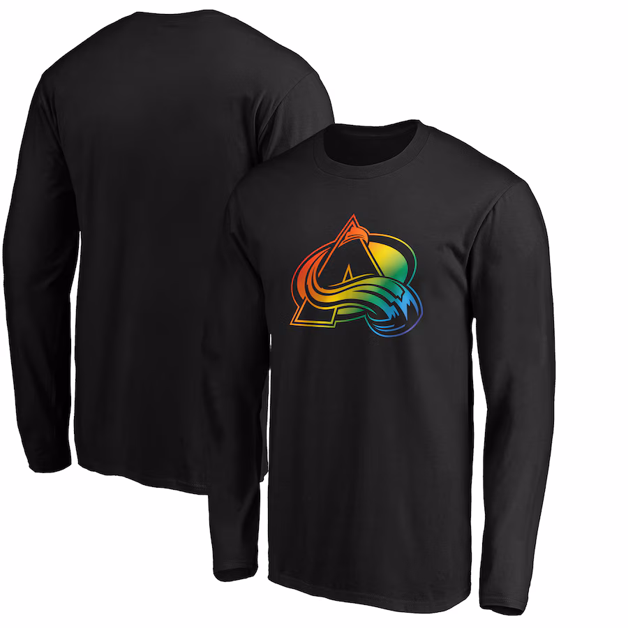 Men's Colorado Avalanche Black Team Pride Logo Long Sleeve T-Shirt - Jersey